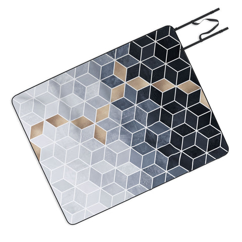 Elisabeth Fredriksson Soft Blue Gradient Cubes Picnic Blanket