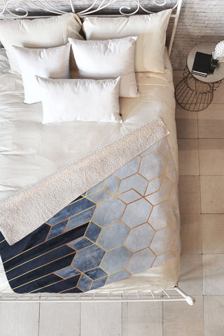 Elisabeth Fredriksson Soft Blue Hexagons Fleece Throw Blanket