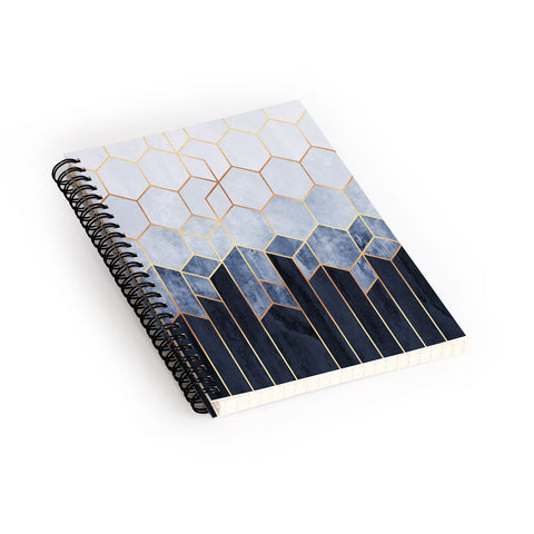 Elisabeth Fredriksson Soft Blue Hexagons Spiral Notebook