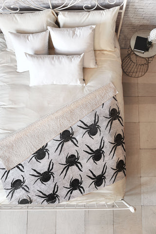 Elisabeth Fredriksson Spiders 4 BW Fleece Throw Blanket