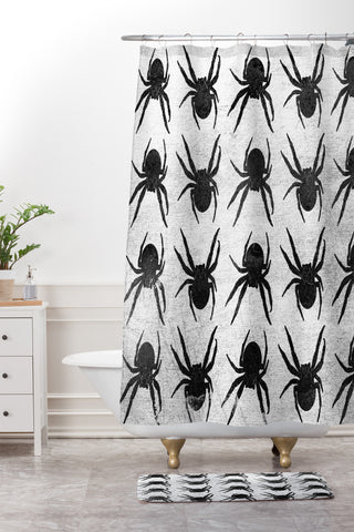 Elisabeth Fredriksson Spiders 4 BW Shower Curtain And Mat