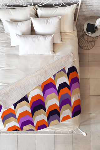 Elisabeth Fredriksson Stacks of Purple and Orange Fleece Throw Blanket