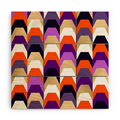 Elisabeth Fredriksson Stacks of Purple and Orange Wood Wall Mural