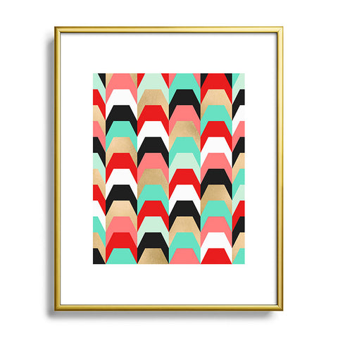 Elisabeth Fredriksson Stacks of Red and Turquoise Metal Framed Art Print