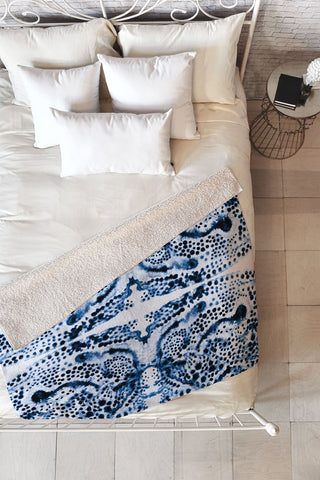 Elisabeth Fredriksson Symmetric Dream Blue Fleece Throw Blanket