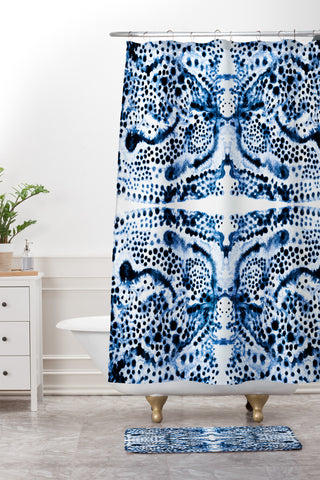 Elisabeth Fredriksson Symmetric Dream Blue Shower Curtain And Mat