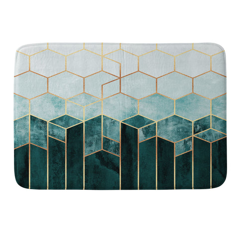 Elisabeth Fredriksson Teal Hexagons Memory Foam Bath Mat