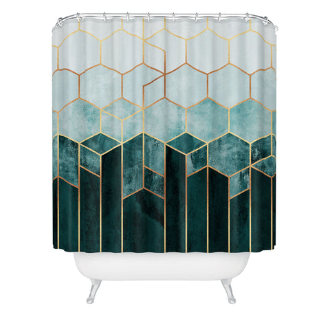 Elisabeth Fredriksson Teal Hexagons Shower Curtain