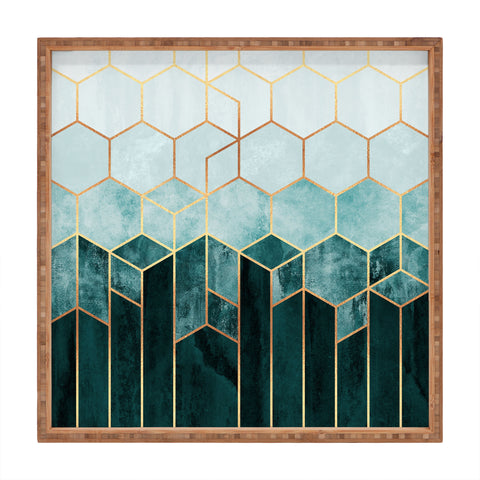 Elisabeth Fredriksson Teal Hexagons Square Tray