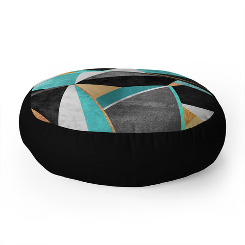 Elisabeth Fredriksson Turquoise Geometry Floor Pillow Round