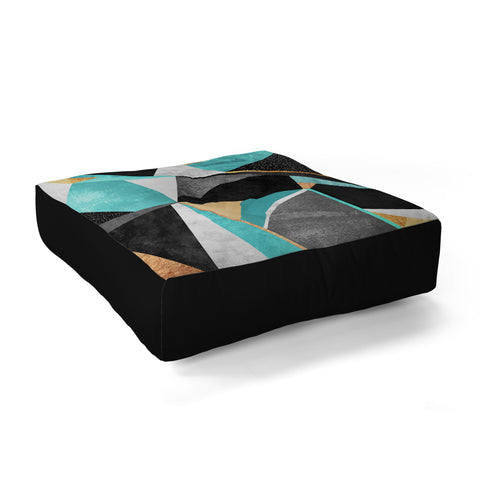 Elisabeth Fredriksson Turquoise Geometry Floor Pillow Square