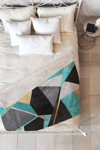 Elisabeth Fredriksson Turquoise Geometry Fleece Throw Blanket