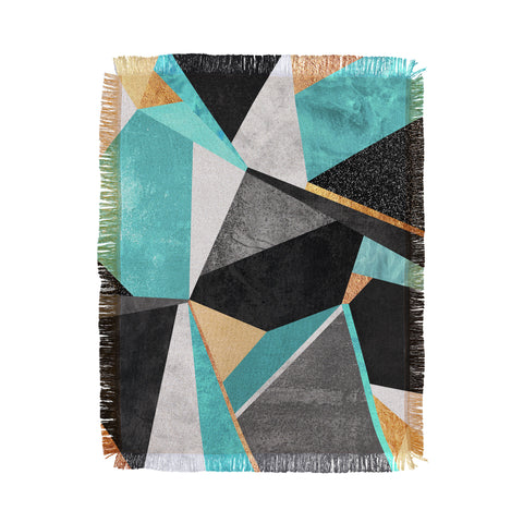 Elisabeth Fredriksson Turquoise Geometry Throw Blanket