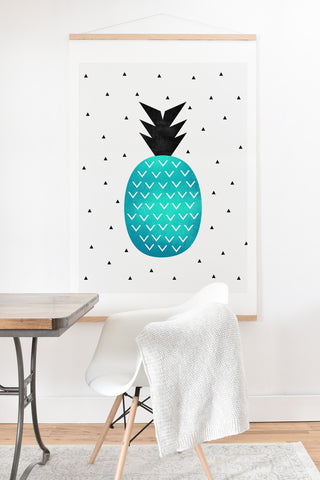 Elisabeth Fredriksson Turquoise Pineapple Art Print And Hanger