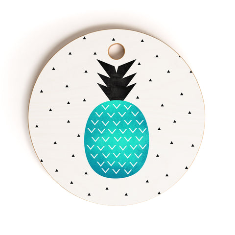 Elisabeth Fredriksson Turquoise Pineapple Cutting Board Round