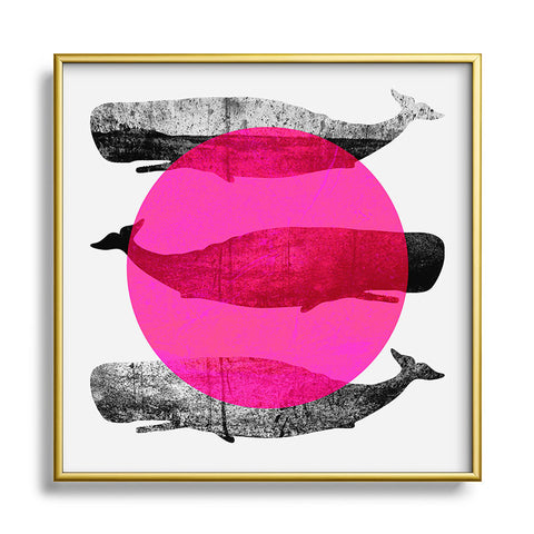Elisabeth Fredriksson Whales Pink Metal Square Framed Art Print