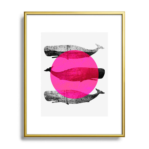 Elisabeth Fredriksson Whales Pink Metal Framed Art Print