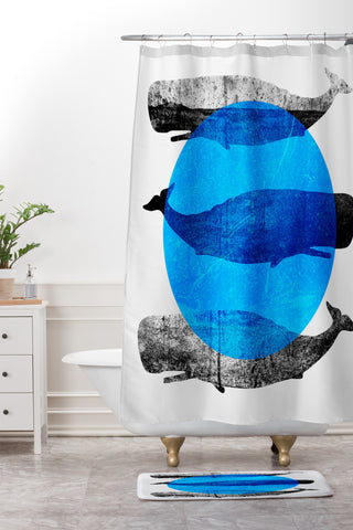 Elisabeth Fredriksson Whales Shower Curtain And Mat