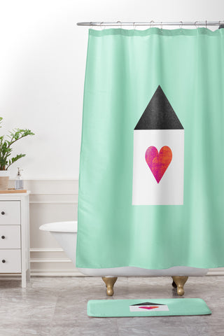 Elisabeth Fredriksson Where The Heart Is Shower Curtain And Mat