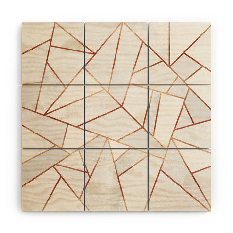 Elisabeth Fredriksson White Stone Copper Lines Wood Wall Mural