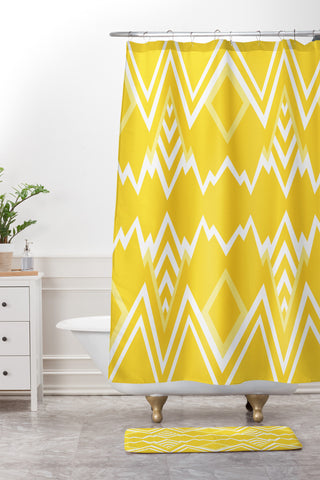Elisabeth Fredriksson Wicked Valley Pattern Yellow Shower Curtain And Mat