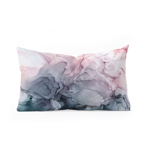 Elizabeth Karlson Blush and Paynes Grey Abstract Oblong Throw Pillow