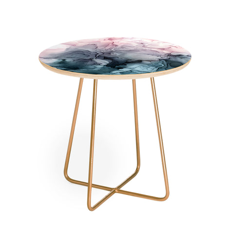 Elizabeth Karlson Blush and Paynes Grey Abstract Round Side Table