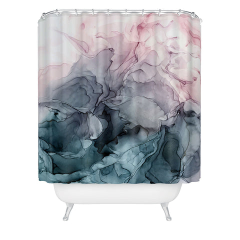 Elizabeth Karlson Blush and Paynes Grey Abstract Shower Curtain