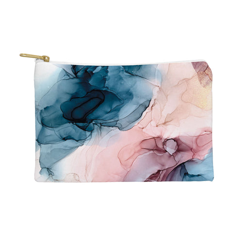 Elizabeth Karlson Pastel Plum Deep Blue Blush and Gold Painting Pouch