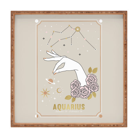 Emanuela Carratoni Aquarius Zodiac Sign Square Tray