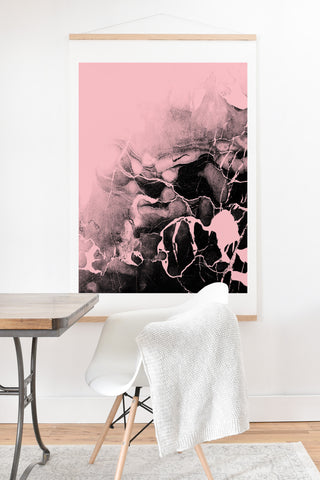 Emanuela Carratoni Black Marble and Pink Art Print And Hanger