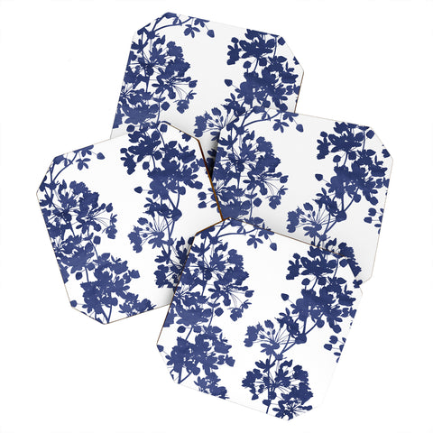 Emanuela Carratoni Blue Delicate Flowers Coaster Set