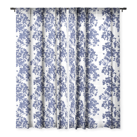 Emanuela Carratoni Blue Delicate Flowers Sheer Window Curtain