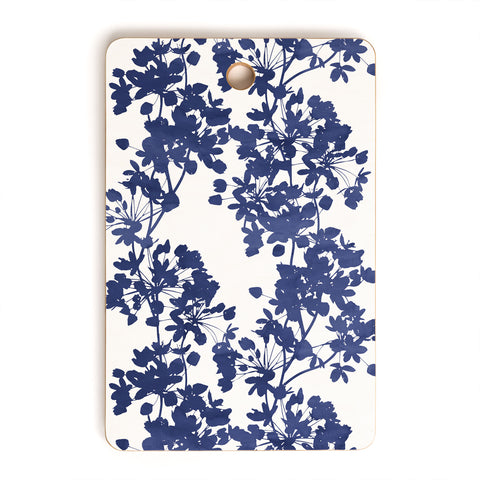 Emanuela Carratoni Blue Delicate Flowers Cutting Board Rectangle