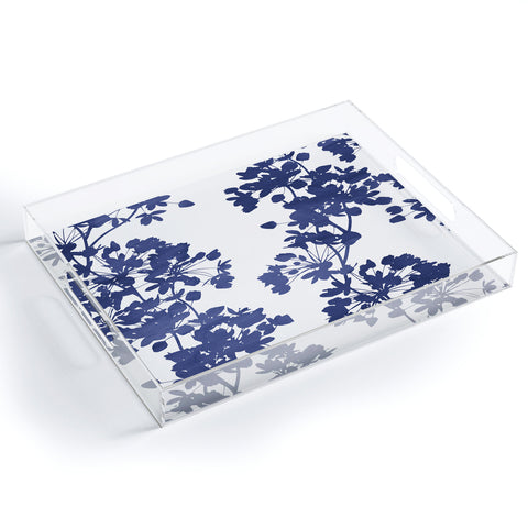 Emanuela Carratoni Blue Delicate Flowers Acrylic Tray