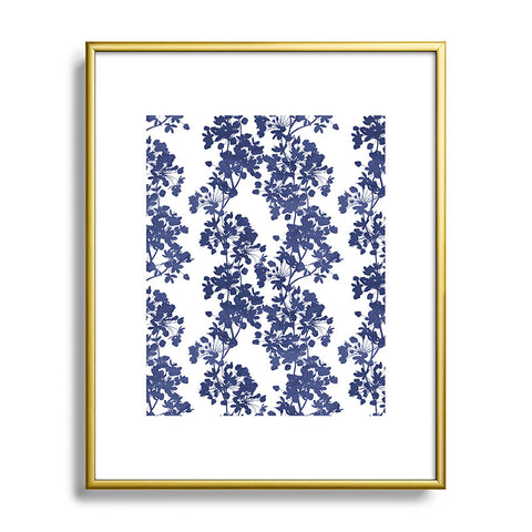 Emanuela Carratoni Blue Delicate Flowers Metal Framed Art Print