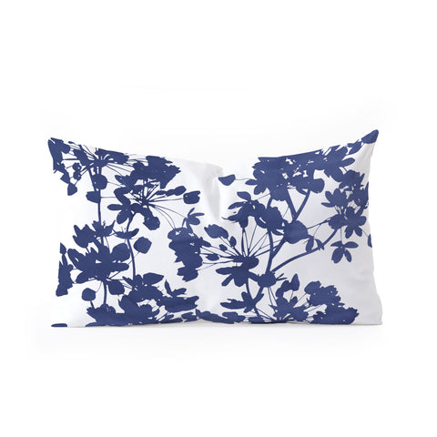 Emanuela Carratoni Blue Delicate Flowers Oblong Throw Pillow