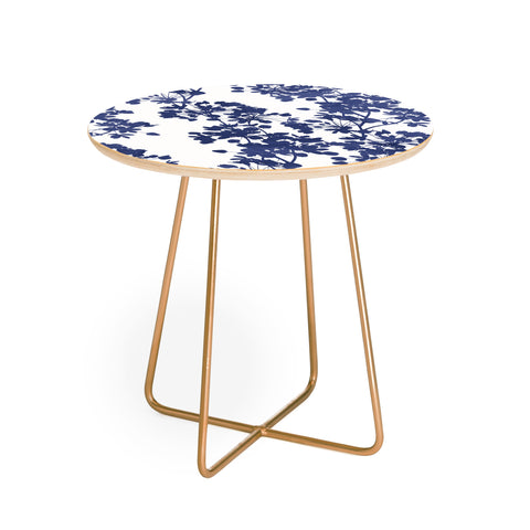 Emanuela Carratoni Blue Delicate Flowers Round Side Table