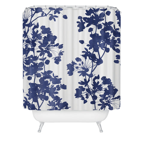 Emanuela Carratoni Blue Delicate Flowers Shower Curtain