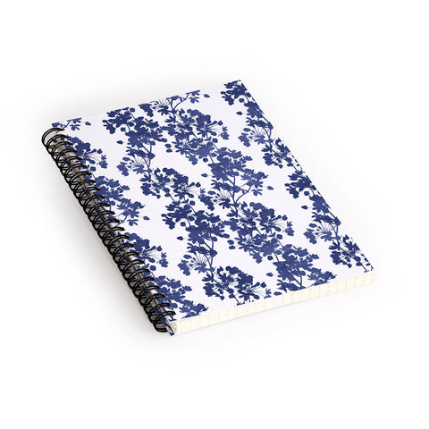 Emanuela Carratoni Blue Delicate Flowers Spiral Notebook