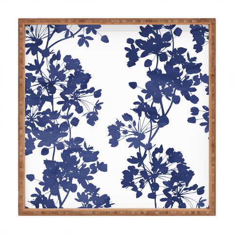 Emanuela Carratoni Blue Delicate Flowers Square Tray