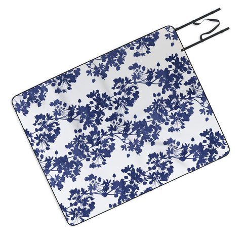 Emanuela Carratoni Blue Delicate Flowers Picnic Blanket