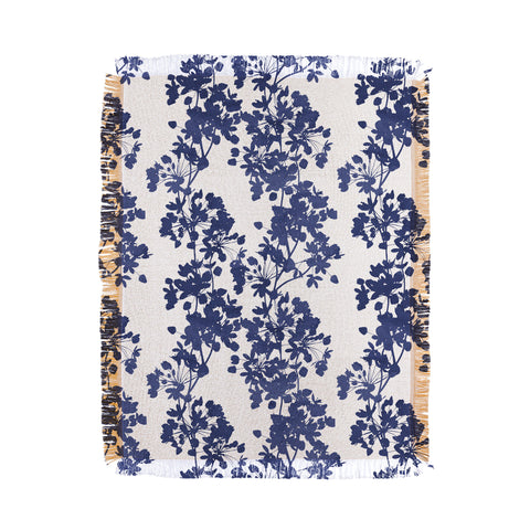 Emanuela Carratoni Blue Delicate Flowers Throw Blanket