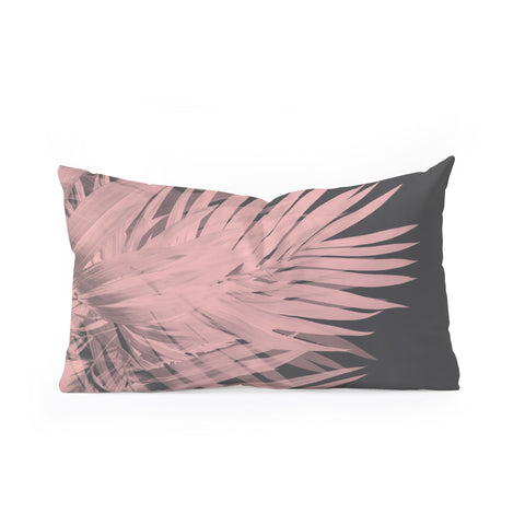 Emanuela Carratoni Blush Palm Leaves Oblong Throw Pillow