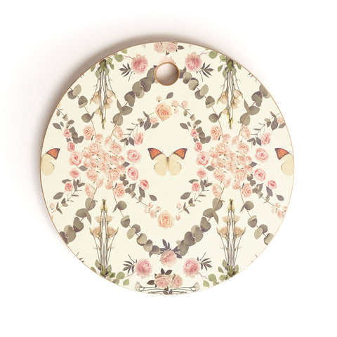 Emanuela Carratoni Butterfly Spring Theme Cutting Board Round