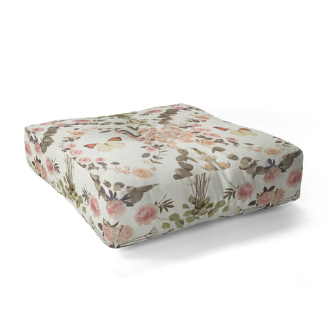 Emanuela Carratoni Butterfly Spring Theme Floor Pillow Square