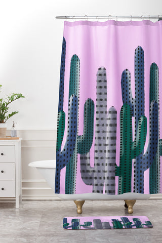 Emanuela Carratoni Cactus Jungle Shower Curtain And Mat