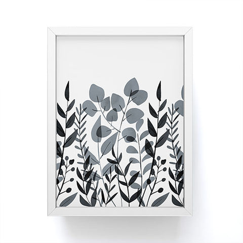 Emanuela Carratoni Classic Blue Leaves Framed Mini Art Print