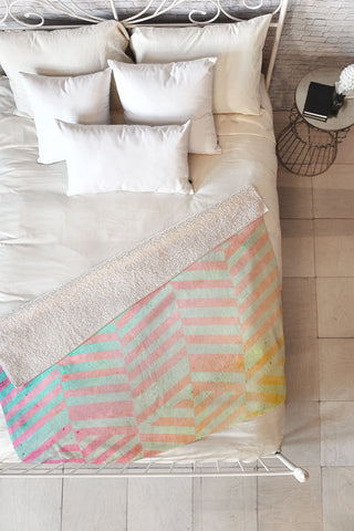 Emanuela Carratoni Colored Chevron Pattern Fleece Throw Blanket