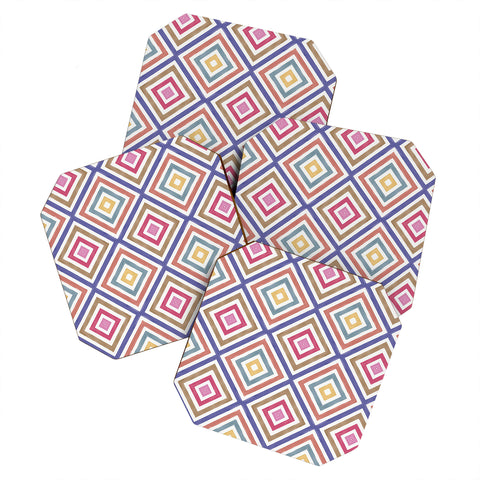 Emanuela Carratoni Colorful Painted Geometry Coaster Set